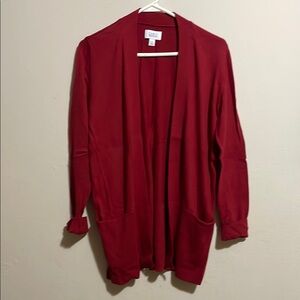 Croft and Barrow Red Open Front Tunic Cardigan with pockets! Size S.